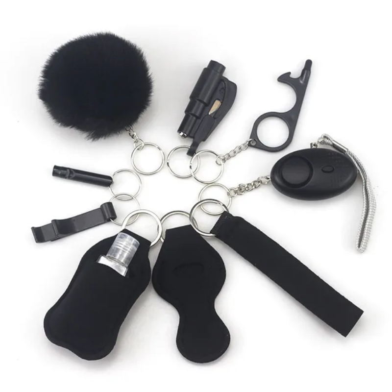 SECURITY KEYCHAIN SET WITH PERSONAL ALARM